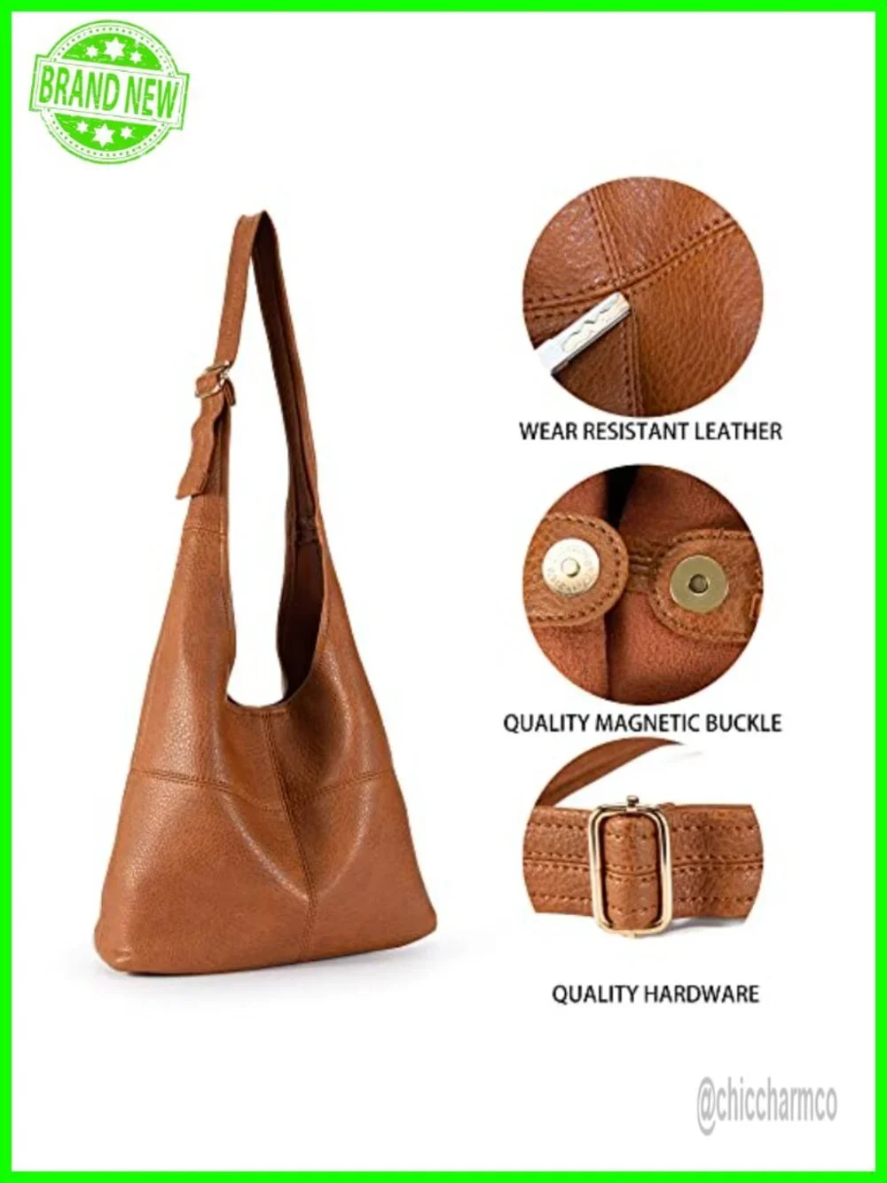 Hobo Shoulder Bag Pebbled Vegan Leather with Wristlet